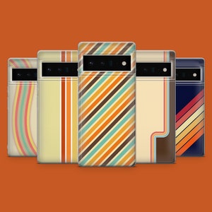 Custodia per telefono a strisce retrò, linea vintage, adatta per Google Pixel 9 9Pro XL 8 8A 8Pro 7A 6A, iPhone 16 15 14 13 12, Samsung S25 S24 A55 A35