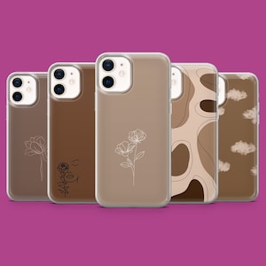 Lichtbruin Telefoonhoesje Beige Line Art Cover voor iPhone 16 15 14 13 12 11 Samsung S25Ultra S24 S23FE A55 A35 A16 Pixel 9 9Pro 8 8A 7A