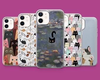 Cat Phone Case Cute Catlovers Cover for iPhone 15 14 13 12 11 Xr Samsung S24Ultra S24 S23 S23FE A54 A34 A15 A14 Pixel 8 8A 7A 7Pro 6A 8Pro