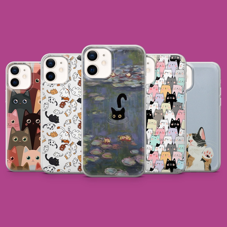 Cat Phone Case Cute Catlovers Cover für iPhone 15 14 13 12 11 Xr Samsung S24Ultra S24 S23 S23FE A54 A34 A15 A14 Pixel 8 8A 7A 7Pro 6A 8Pro Bild 1