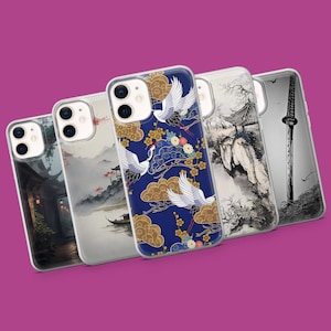 Funda para teléfono con diseño de ciudad de Tokio, con samurái, arte tradicional japonés, para iPhone 17, 16, 15, 14, 13 y 12, Samsung S25, S24, S23, A55, A35, A16, Pixel 10 Pro, 9A y 8A.