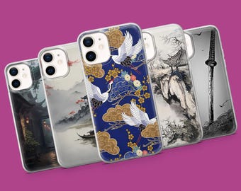 Tokyo City Phone Case Samurai Traditional Japanese Art Cover for iPhone 17, 16 Pro, 15, 14, 13, 12, Samsung S26, S25, S24, S23, A57 Pixel 10