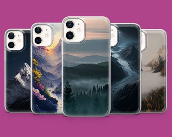 Verschneite Berge Landschaft Wildnis Abdeckung für iPhone 15 14 13 12 11 Xr Samsung S24Ultra S23FE S22 A54 A34 A15 A14 Pixel 8 8A 7A 7