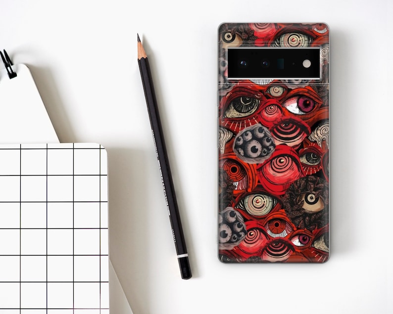 Horror telefoonhoesje Goth Gore Eyes Cover voor Pixel 10, 10A, 9Pro XL, 8A, iPhone 17, 16 Pro, 15, 14, Samsung S26, S25, S24, S23, A57, A17, A16 afbeelding 8