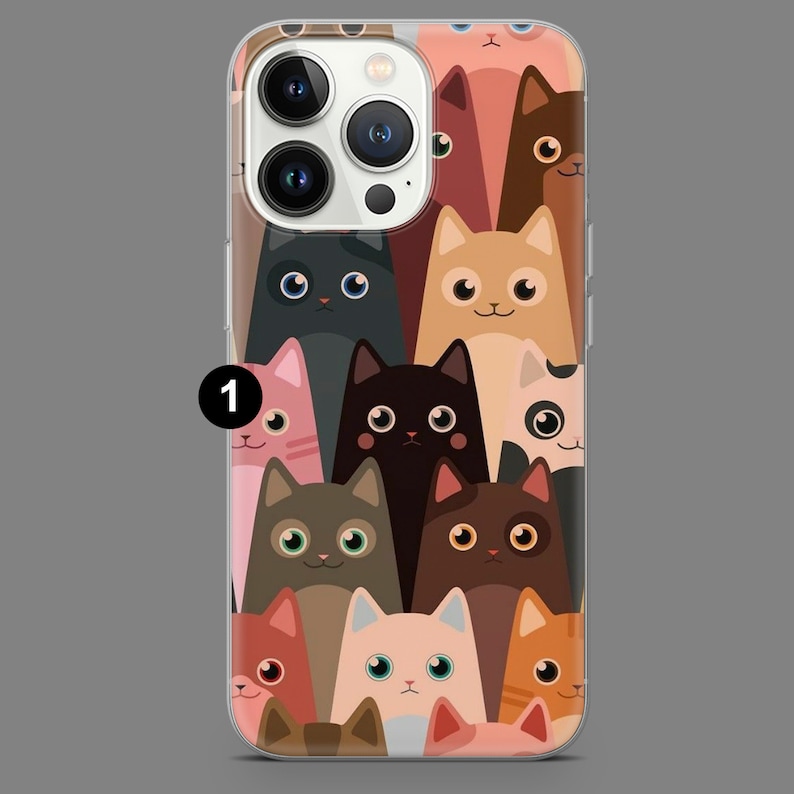 Cat Phone Case Cute Catlovers Cover für iPhone 15 14 13 12 11 Xr Samsung S24Ultra S24 S23 S23FE A54 A34 A15 A14 Pixel 8 8A 7A 7Pro 6A 8Pro Bild 2