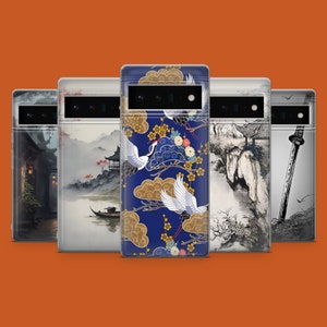 Funda de teléfono con diseño de arte japonés samurái tradicional, compatible con Google Pixel 10 Pro, 9, 8A, 7A, iPhone 17, 16, 15, 14, 13 y 12, Samsung S25, S24, S23, A55 y A35.