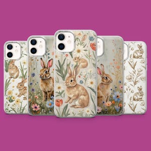 Spring Rabbit Phone Case Cute Easter Bunny Cover for iPhone 17 16 15 14 13 12 11 Samsung S25Ultra S24 S23FE A55 A35 A16 Pixel 10 Pro 9A 8A 7