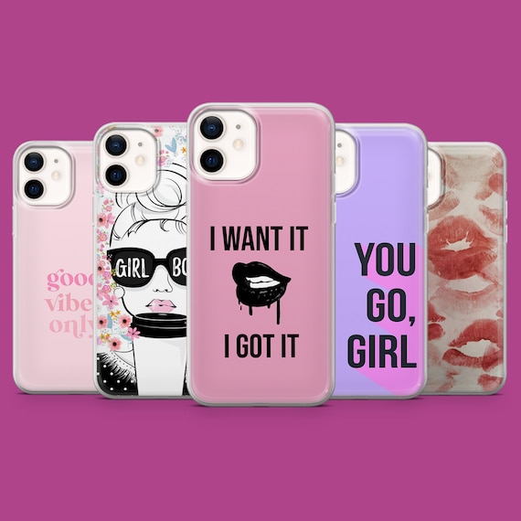 Girly Phone Case Girl Power Mood Pop Cover for iPhone 17, 16 Pro, 15, 14, 13, 12, Samsung S26, S25, S24, S23, S22, A57, Pixel 10, 10A, 9A