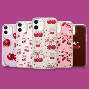 Custodia per telefono Cherry, con fiocchi di ciliegie rosse, per iPhone 16, 15, 14, 13, 12, 11, Samsung S25Ultra, S24, S23FE, A55, A35, Pixel 9, 9Pro, 8A, 7