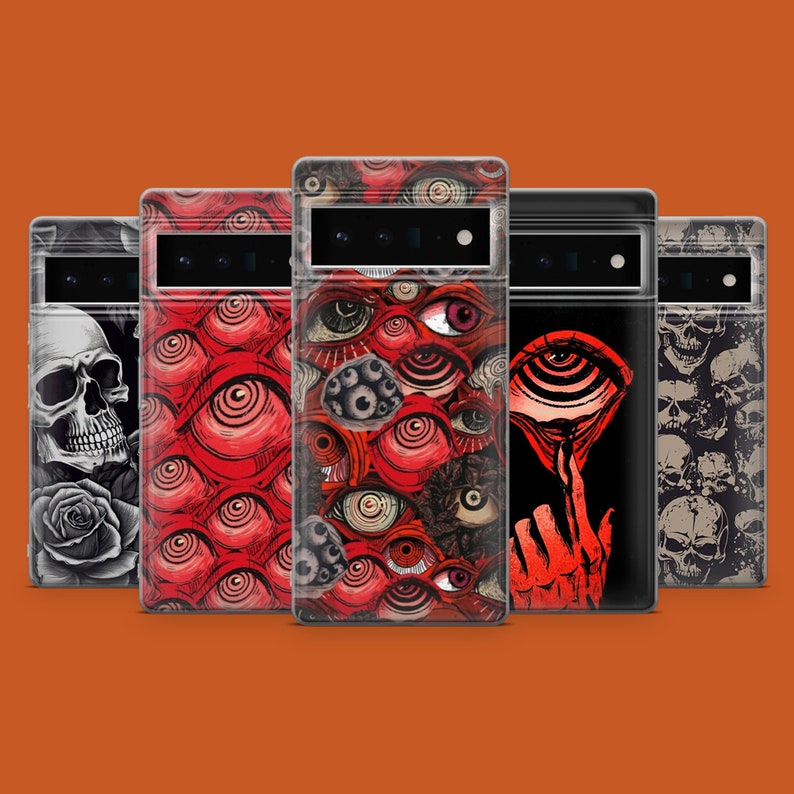 Horror telefoonhoesje Goth Gore Eyes Cover voor Pixel 10, 10A, 9Pro XL, 8A, iPhone 17, 16 Pro, 15, 14, Samsung S26, S25, S24, S23, A57, A17, A16 afbeelding 1