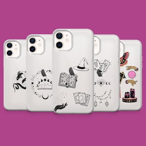 Clear Witchy Phone Case Gothic Witch Cover fits for iPhone 17 16 15 14 13 12 11 Samsung S25Ultra S24 S23FE A55 A35 A16 Pixel 10 Pro 9A 8A 7A