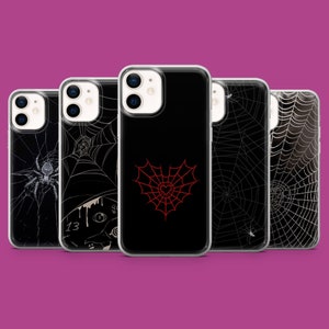 Spider Web Phone Case Black Spider Scary Cover fits for iPhone 17 16 15 14 13 12 11 Samsung S25Ultra S24 S23FE A55 A35 A16 Pixel 10 Pro 9A 8