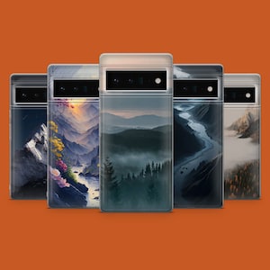 Custodia per telefono con motivo montagna innevata, paesaggio selvaggio, adatta per Pixel 9 9Pro XL 8 8A 7A 6A, iPhone 16 15 14 13 12, Samsung S25 S24 A55 A35