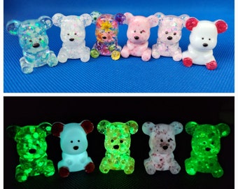 Handmade Teddy Bear Figurines Glowing in the dark