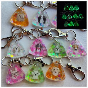 Handmade Keychain Dog Charm Glowing in the dark