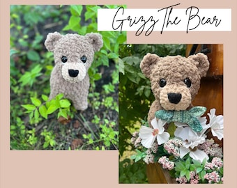 Grizz the Bear, Crochet Pattern, Crochet Bear Pattern, Amigurumi Crochet Pattern, Crochet Plush Bear Pattern
