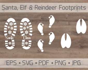 Santa, Elf and Reindeer Footprint Stencil Digital File - version 3
