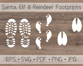 Santa, Elf and Reindeer Footprint Stencil Digital File - version 4