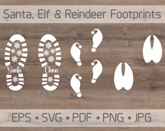Santa, Elf and Reindeer Footprint Stencil Digital File - version 2