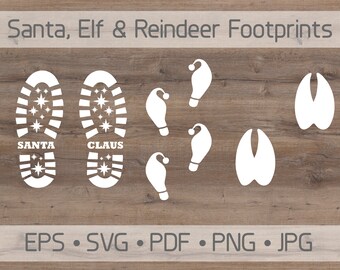 Santa, Elf and Reindeer Footprint Stencil Digital File - version 6