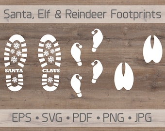 Santa, Elf and Reindeer Footprint Stencil Digital File