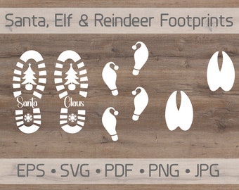 Santa, Elf and Reindeer Footprint Stencil Digital File - version 5