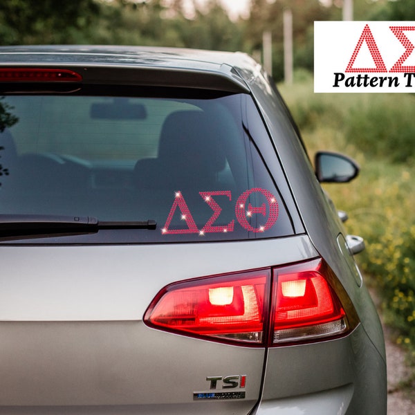 Rhinestone Bling Decal Sticker Greek Alphabet Letters for Car Window, Laptop, Journal, Diary, Notebook, Planner, Delta Sigma Theta Sorority