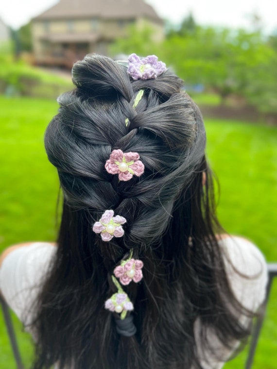Blooming Braid Crochet Hair Clip Pattern: Floral Borage Design (PDF Pattern)