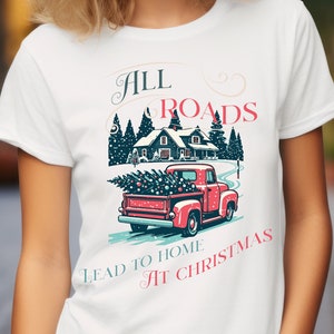 Retro Christmas Truck Shirt: Women&#39;s Vintage Holiday Tee