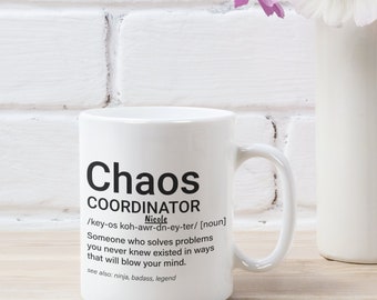 Funny Boss Mug, Personalized Chaos Coordinator Mug, Work Office Mug, Manager Mug, Shitshow Supervisor, Coffee Cup, Gift For Boss Mom Dad