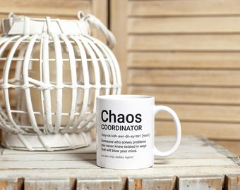 Funny Boss Gift, Chaos Coordinator Mug, Boss Mug, Manager Mug, Shitshow Supervisor, Work Office Coffee Cup, Gift For Mom Dad Kris Kringle
