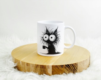 Funny Cat Mug, Grumpy Cat With Coffee Mug, Cat Coffee Cup, Cat Mom Mug, Cat Mum Mama Dad Mug, Gift For Cat Lover, Cat Gift Mug