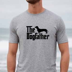 The Dogfather Shirt, Funny Dachshund Dad Tshirt, Dachshund Tee, Men's Weiner Dog T-Shirt, Sausage Dog T Shirt, Deckel Shirt, Weiner Dog Gift Athletic Heather