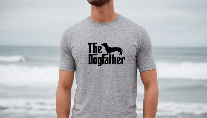 The Dogfather Shirt, Funny Dachshund Dad Tshirt, Dachshund Tee, Men's Weiner Dog T-Shirt, Sausage Dog T Shirt, Deckel Shirt, Weiner Dog Gift Athletic Heather