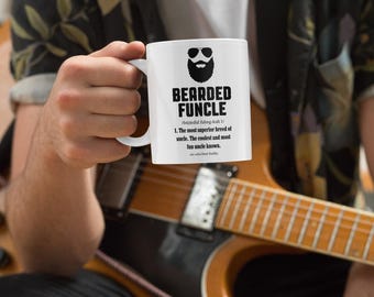 Tazza divertente per lo zio, Tazza Funcle con la barba, Tazza da caffè Funcle, Tazza con la barba, Tazza con la definizione di Funcle per uomo, Tazza Gruncle, Tazza per gli amanti della barba, Regalo per lo zio