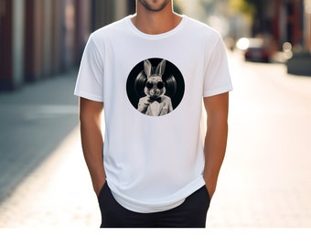 Vintage Rabbit On Vinyl Tshirt, Rabbit Shirt, Rabbit T Shirt Men, Retro Men's T-Shirt, Rabbit Lover Shirt, Rabbit Gift Tee, Gift For Him