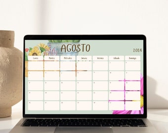 Calendario mensile agosto 2024 floreale