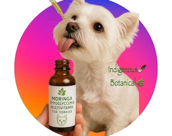 Organic Moringa Tincture for Yorkies, Hypoglycemia & Multivitamin, Moringa Drops for Yorkies and Toy Dogs * Pet Supplements *