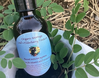 Organic Elderberry Moringa Leaf Tincture: Herbal Extract Elixir
