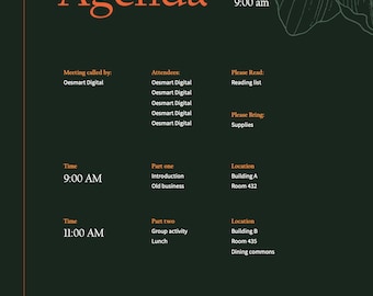 Plantilla de agenda de reunión / Actas de reuniones de negocios / Documento de Word editable