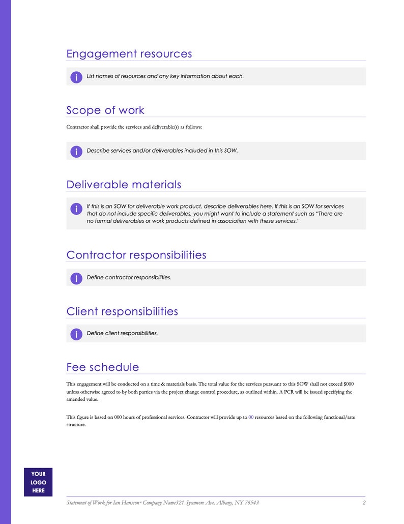 Professional Statement of Work / Modern Template – Easy-to-use ...