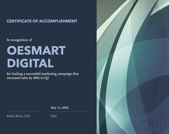 Customizable Certificate of Accomplishment Template (Digital Download)