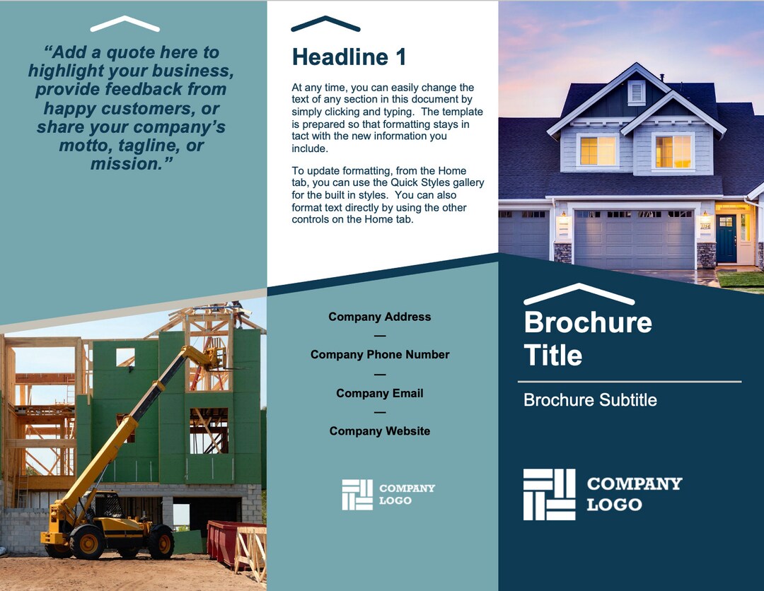 Construction Brochure Template Word | Builder & Contractor Business ...