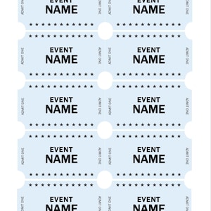 Bearbeitbare druckbare Tickets / anpassbares Design für Konzerte, Raffles oder Veranstaltungen / Sofortiger Download PDF / 10 Tickets pro Seite