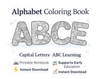 Alphabet Coloring Book for Kids 4-7 | Capital Letters ABC Printable Workbook