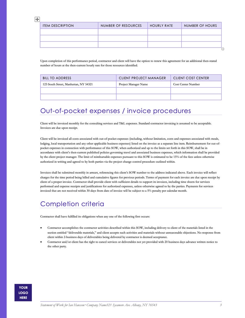 Professional Statement of Work / Modern Template – Easy-to-use ...