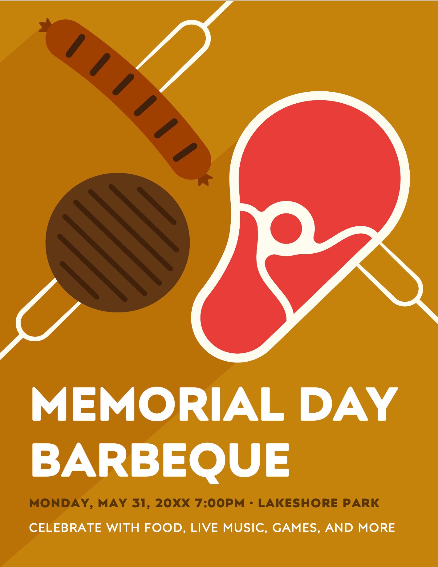 Memorial Day BBQ Flyer: Editable Invitation Template - Etsy