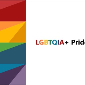 Könnte beinhalten: Eine Grafik mit einem Regenbogen-Design und dem Text "LGBTQIA+ Pride Month".