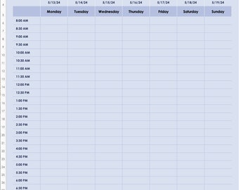 Excel Weekly Schedule Planner Template | Editable Work & Task Planner