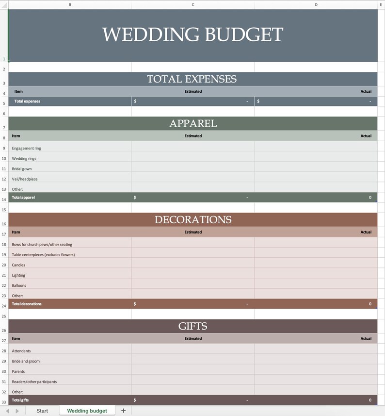 Editable Wedding Budget Planner Excel Template | Expense Tracker ...